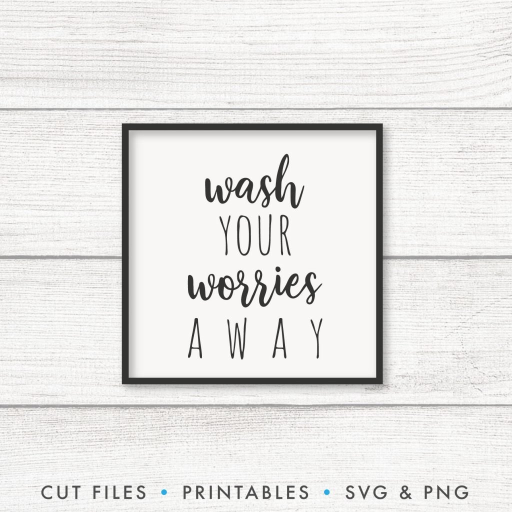 Wash Your Worries Away Sign, Bathroom Wall Decor, Laundry Powder Room Canvas Art, Bath Decor