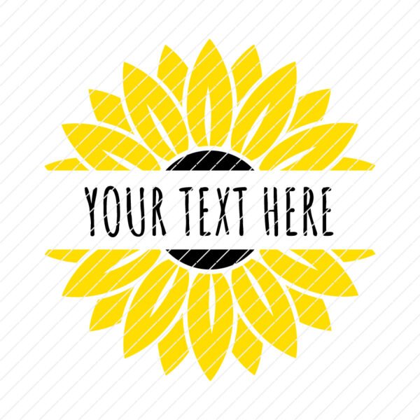 Sunflower Split Monogram Custom Your Name SVG