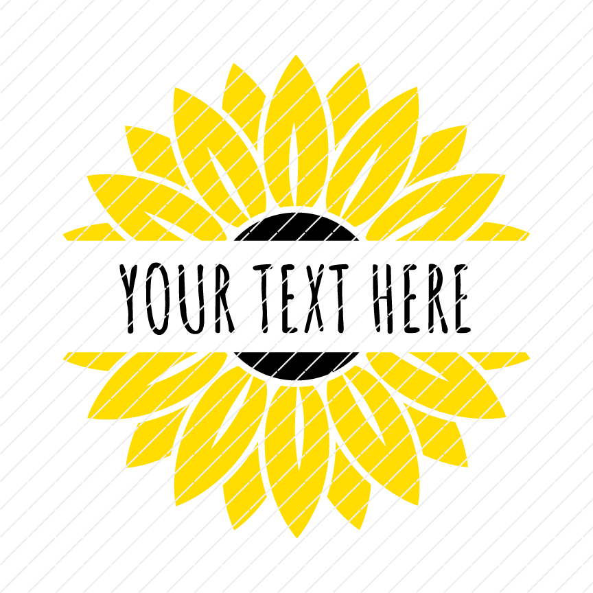 Sunflower Split Monogram Custom Your Name SVG - Origin SVG Art