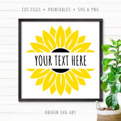 Sunflower Split Monogram Custom Your Name SVG