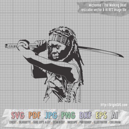 Michonne with samurai the walking dead SVG cut files