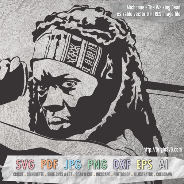 Michonne with samurai the walking dead SVG cut files