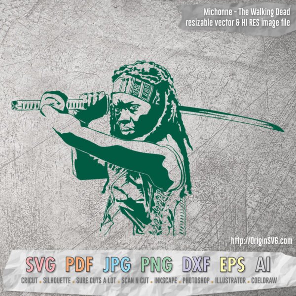 Michonne with samurai the walking dead SVG cut files