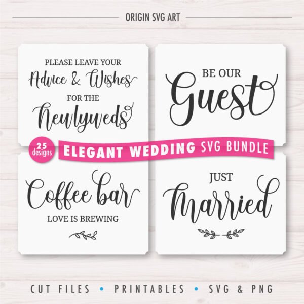 25 Designs WEDDING Signs Bundle, Elegant Wedding Cards SVG - Image 2