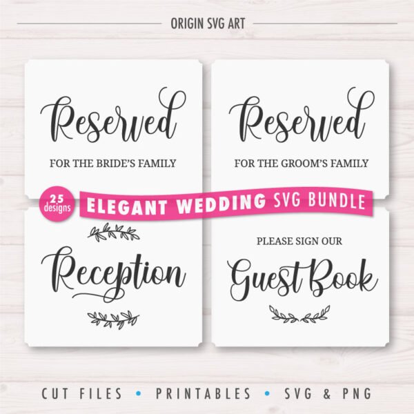 25 Designs WEDDING Signs Bundle, Elegant Wedding Cards SVG