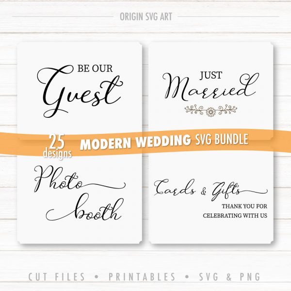 25 Designs WEDDING Signs Bundle, Modern Wedding Cards SVG