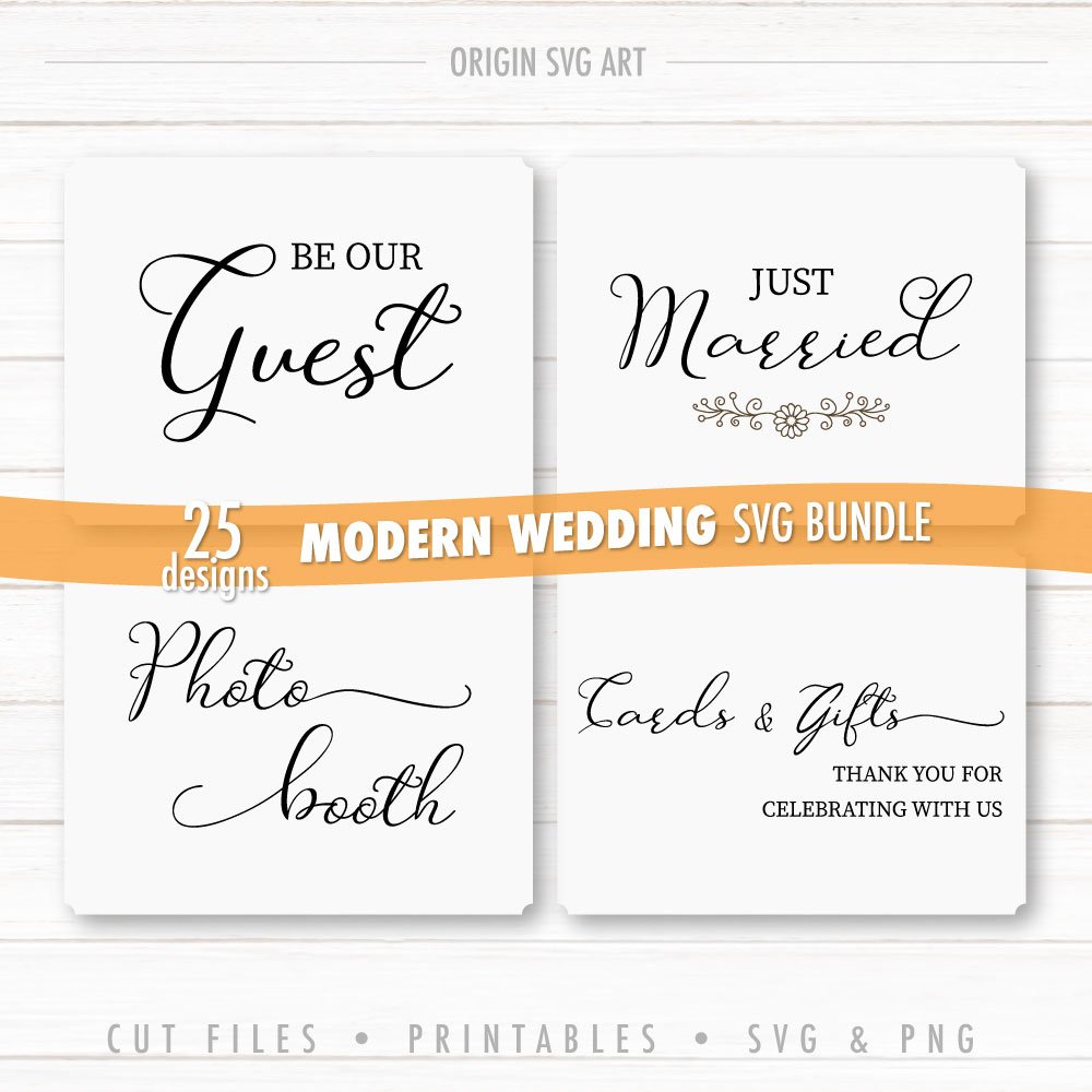 Download 25 Designs WEDDING Signs Bundle, Modern Wedding Cards SVG ...