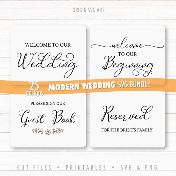 25 Designs WEDDING Signs Bundle, Modern Wedding Cards SVG