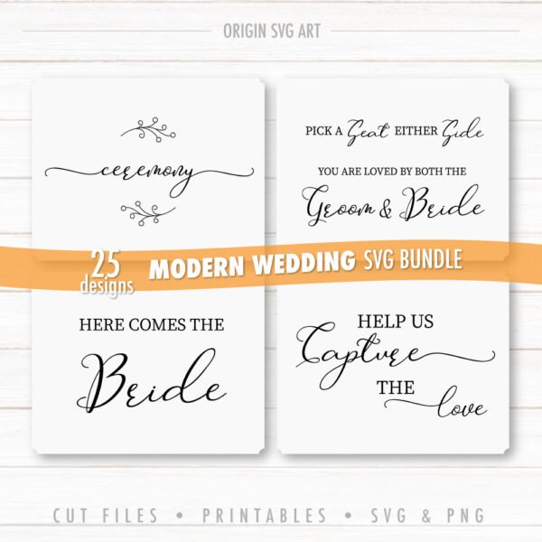 25 Designs WEDDING Signs Bundle, Modern Wedding Cards SVG
