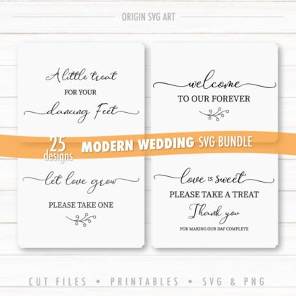 25 Designs WEDDING Signs Bundle, Modern Wedding Cards SVG