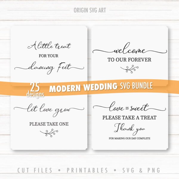 25 Designs WEDDING Signs Bundle, Modern Wedding Cards SVG