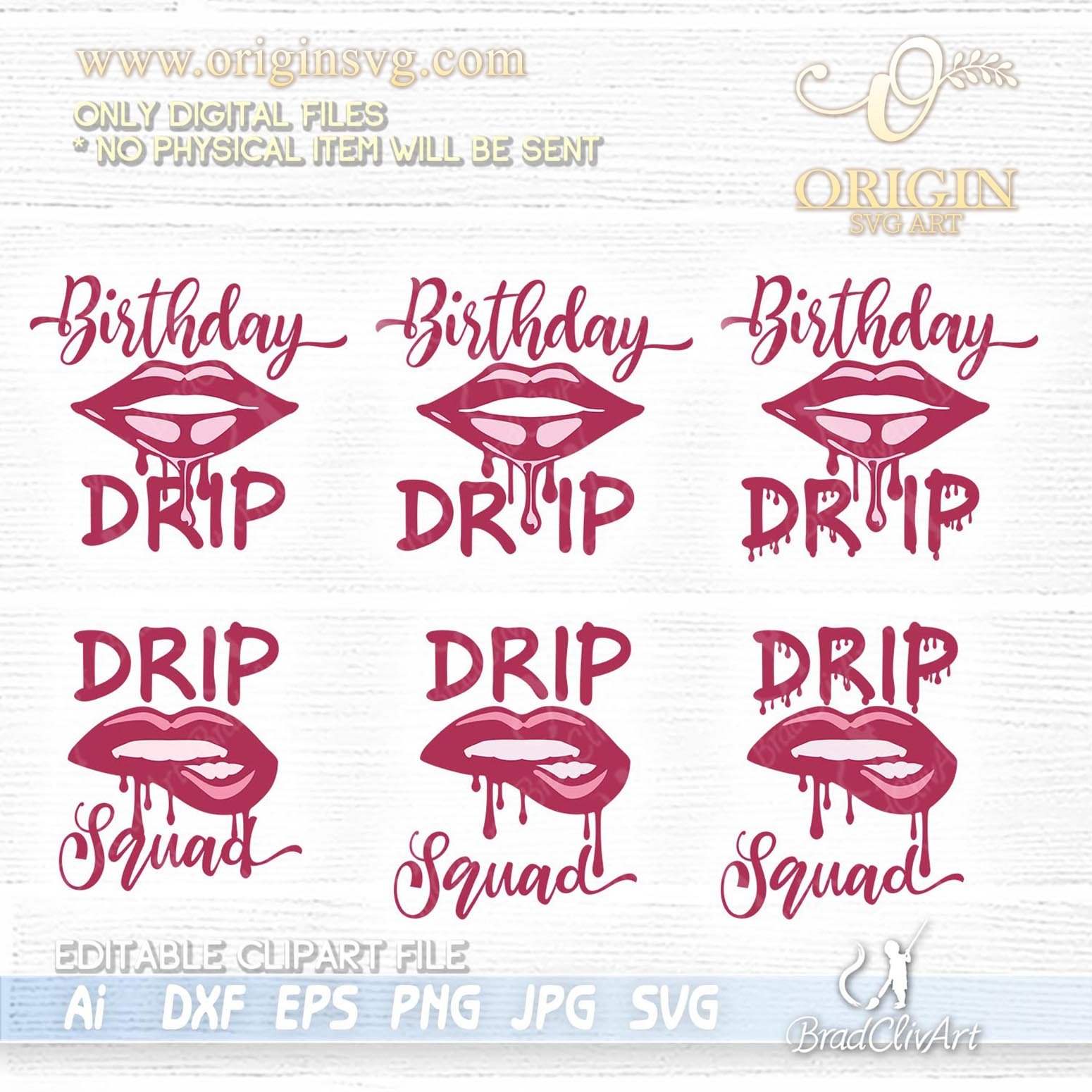 Birthday Drip Squad SVG and vector cut files bundle - Origin SVG Art