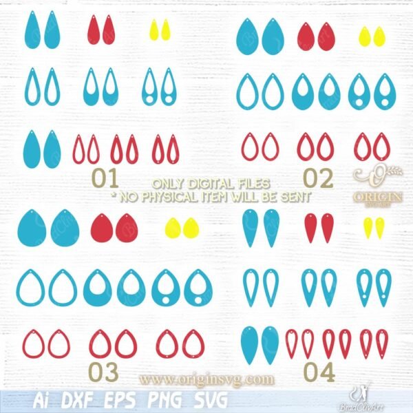 Earrings bundle DIY template faux leather earring cutting file - Image 2