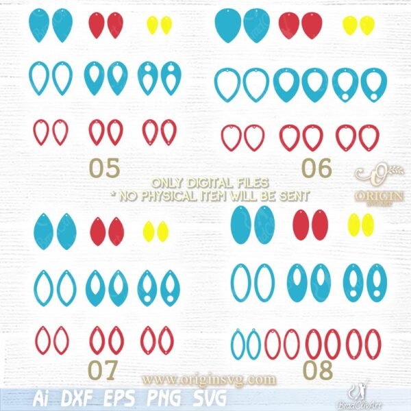 Earrings bundle DIY template faux leather earring cutting file - Image 3