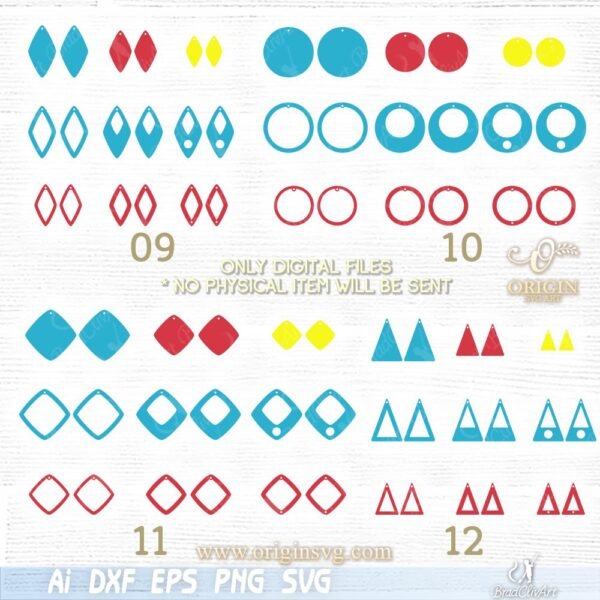 Earrings bundle DIY template faux leather earring cutting file - Image 4