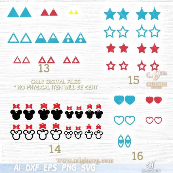 Earrings bundle DIY template faux leather earring cutting file - Image 5