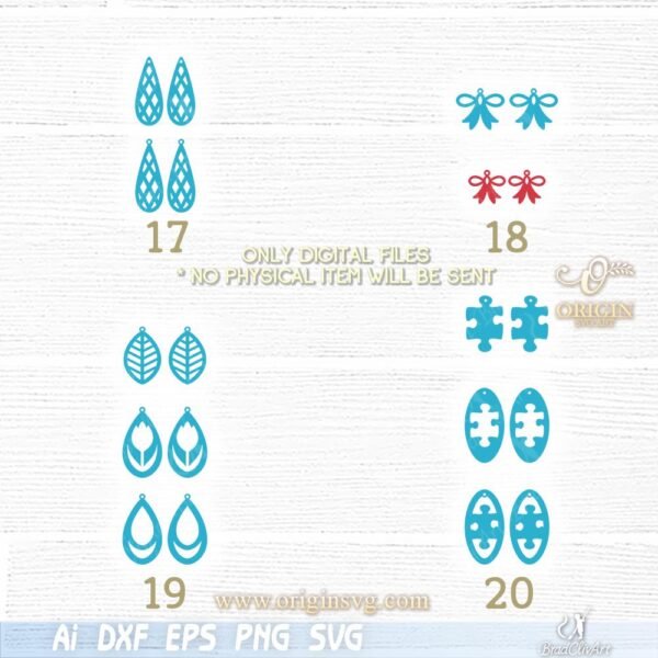 Earrings bundle DIY template faux leather earring cutting file - Image 6
