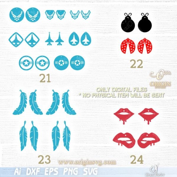 Earrings bundle DIY template faux leather earring cutting file - Image 7