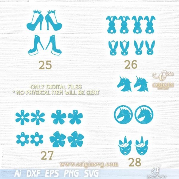 Earrings bundle DIY template faux leather earring cutting file - Image 8