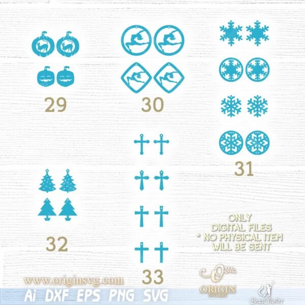 Earrings bundle DIY template faux leather earring cutting file - Image 9