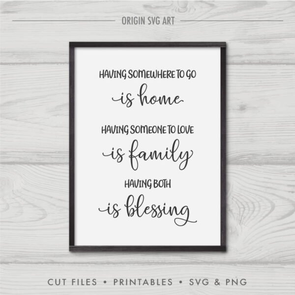 Having Somewhere To Go Is Home, Having Someone To Love Is Family, Having Both Is Blessing SVG - Image 3