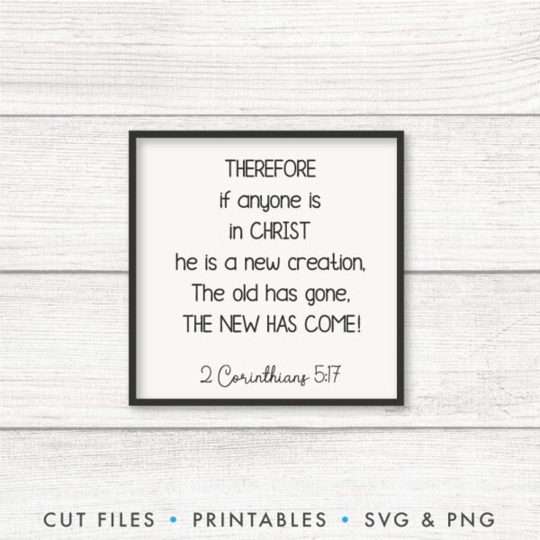 Therefore If Anyone Is In Christ He Is A New Creation. The Old Has Gone. The New Has Come! 2 Corinthians 5:17 SVG - Image 2