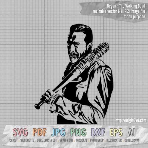 Negan with bat The Walking Dead jeffrey Dean Morgan SVG cut files