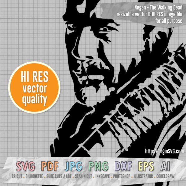 Negan with bat The Walking Dead jeffrey Dean Morgan SVG cut files