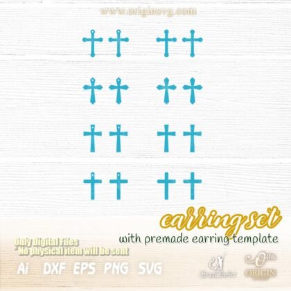 Cross earrings SVG DIY template faux leather earring Cricut file