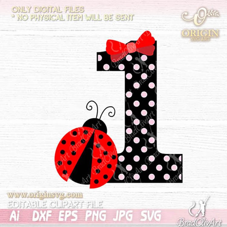 Download First Birthday Svg Lady Bug For Cutting File Cricut Or Silhouette 1st Bday Outfit Design Origin Svg Art