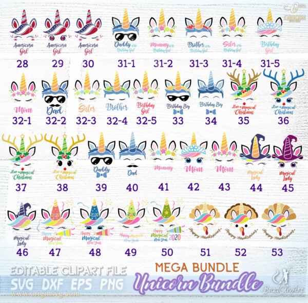 Unicorn bundle svg all unicorns in shop cut file for cricut and silhouette - Image 3