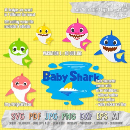 Baby Shark Family and Baby Shark Pinkfong Title