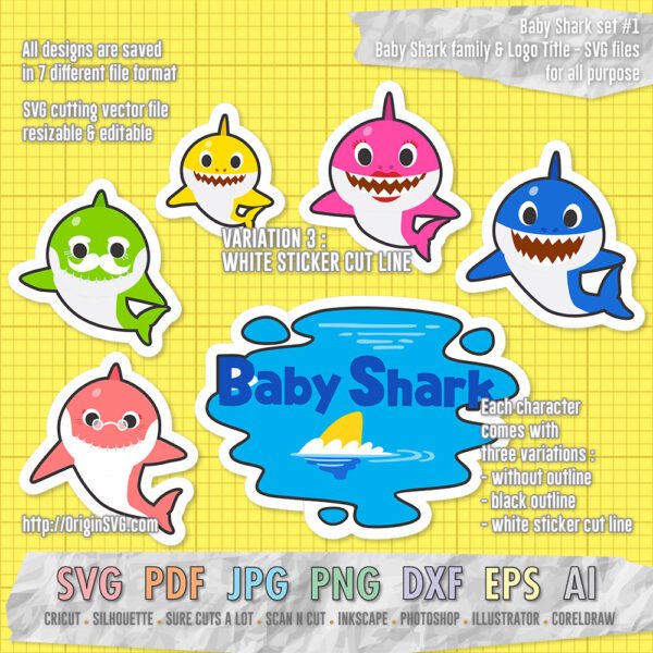 Baby Shark Family and Baby Shark Pinkfong Title