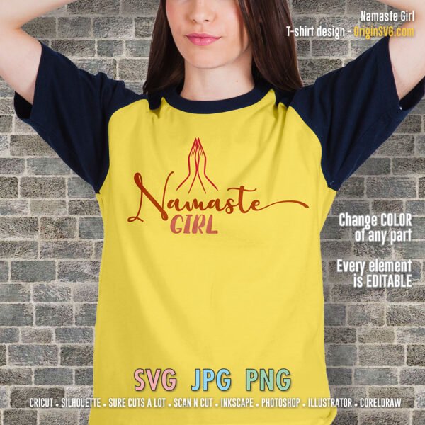 namaste girl t-shirt design cut files