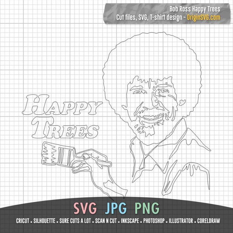 Bob Ross Happy Trees SVG Silhouette Origin SVG Art