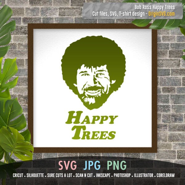 Bob Ross Happy Trees SVG Silhouette - Image 2