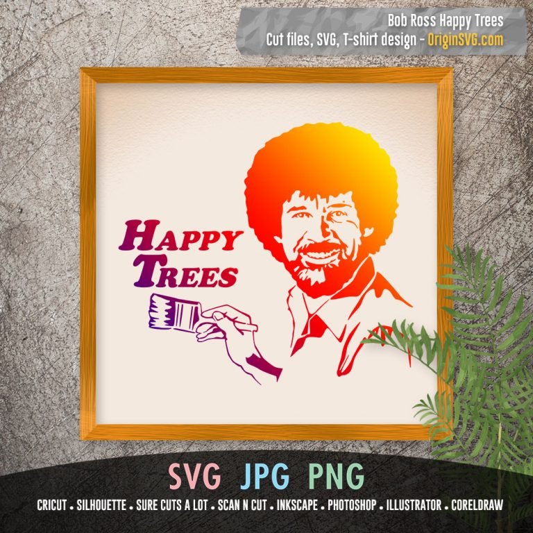 Bob Ross Happy Trees SVG Silhouette Origin SVG Art