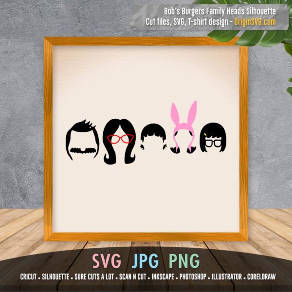 Bob's Burgers Family - Heads silhouette and Bob's Burgers Title - Image 2