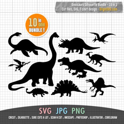 diosaurs silhouette bundle
