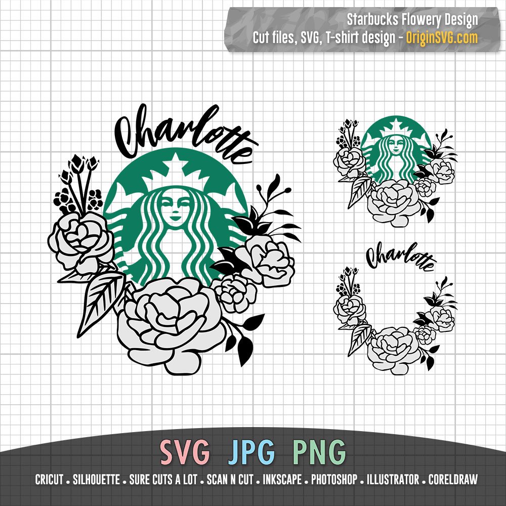 Starbucks Flowery Design With Custom Name Flower Hand Drawn Starbucks Cup Origin Svg Art