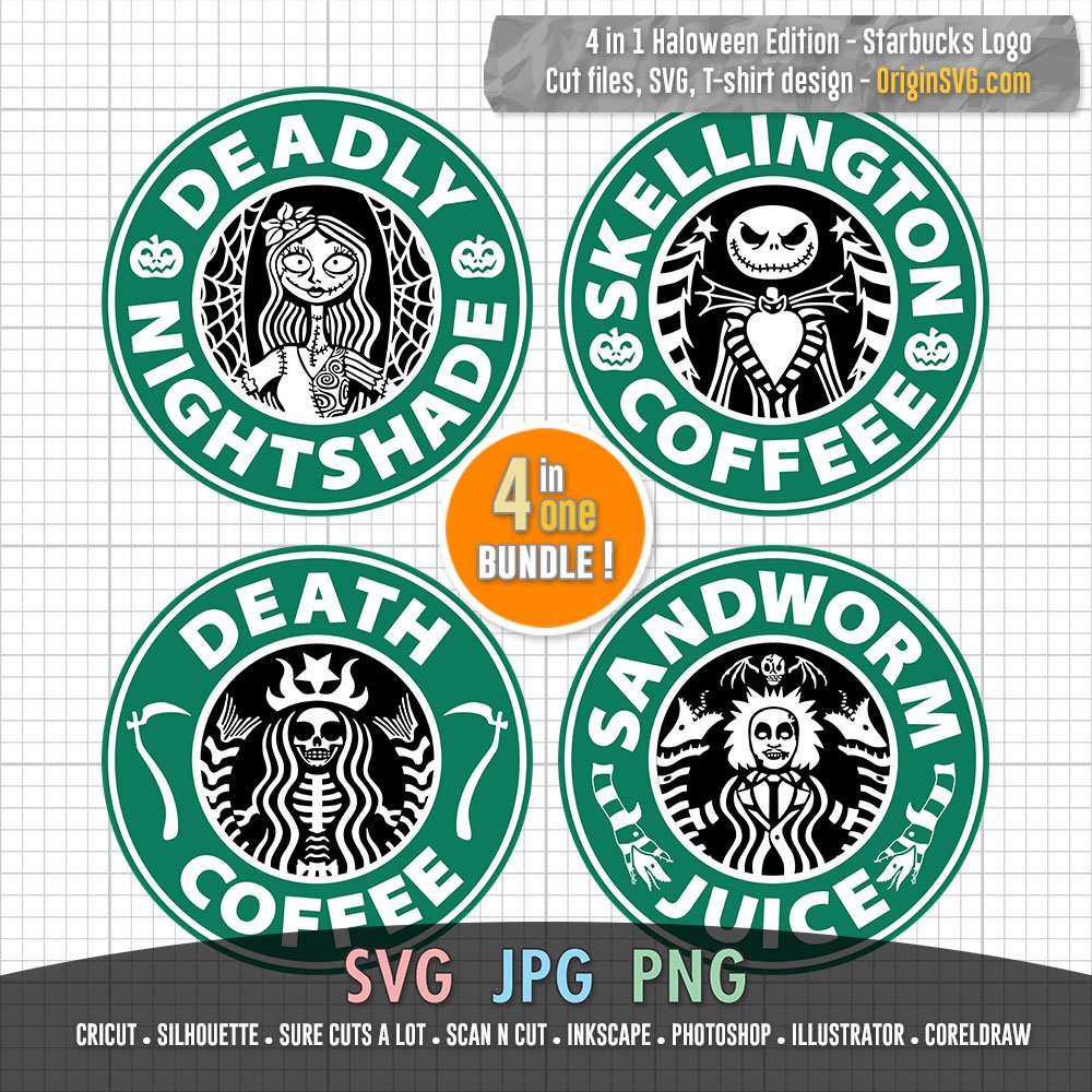 Download Jack And Sally Starbucks Logo Halloween Edition Beetlejuice Starbucks Death Starbucks Origin Svg Art