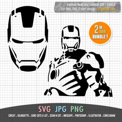 ironman stencil and ironman head SVG