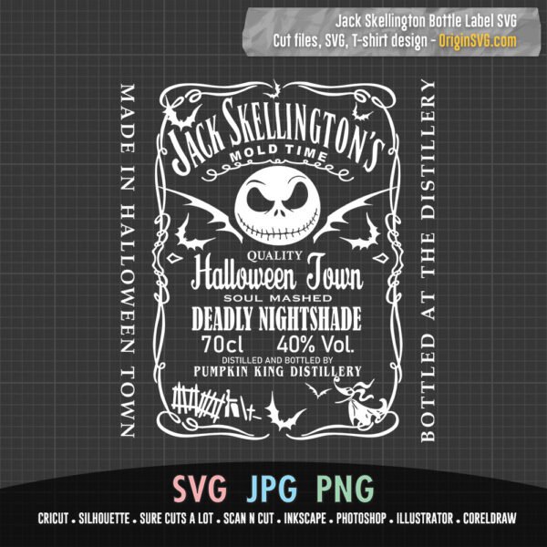 Jack Skellington Bottle Label Jack Daniel's SVG