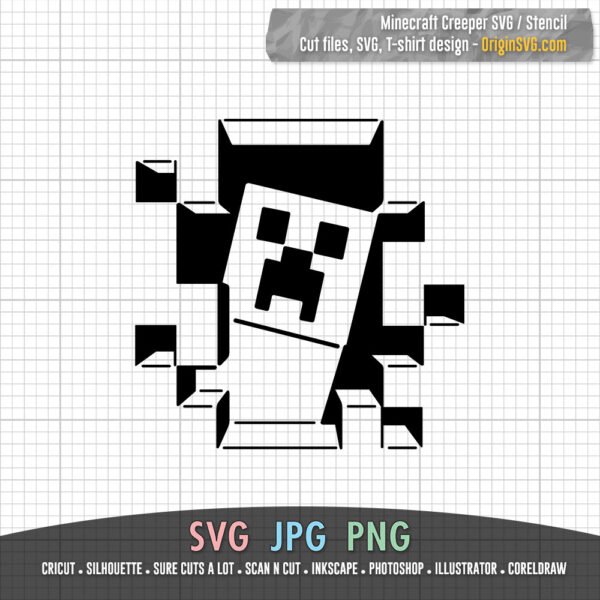 Download Minecraft Creeper Stencil Design Svg Origin Svg Art PSD Mockup Templates