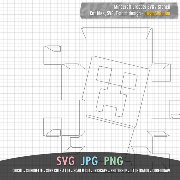 Minecraft Creeper Stencil Design SVG - Image 2