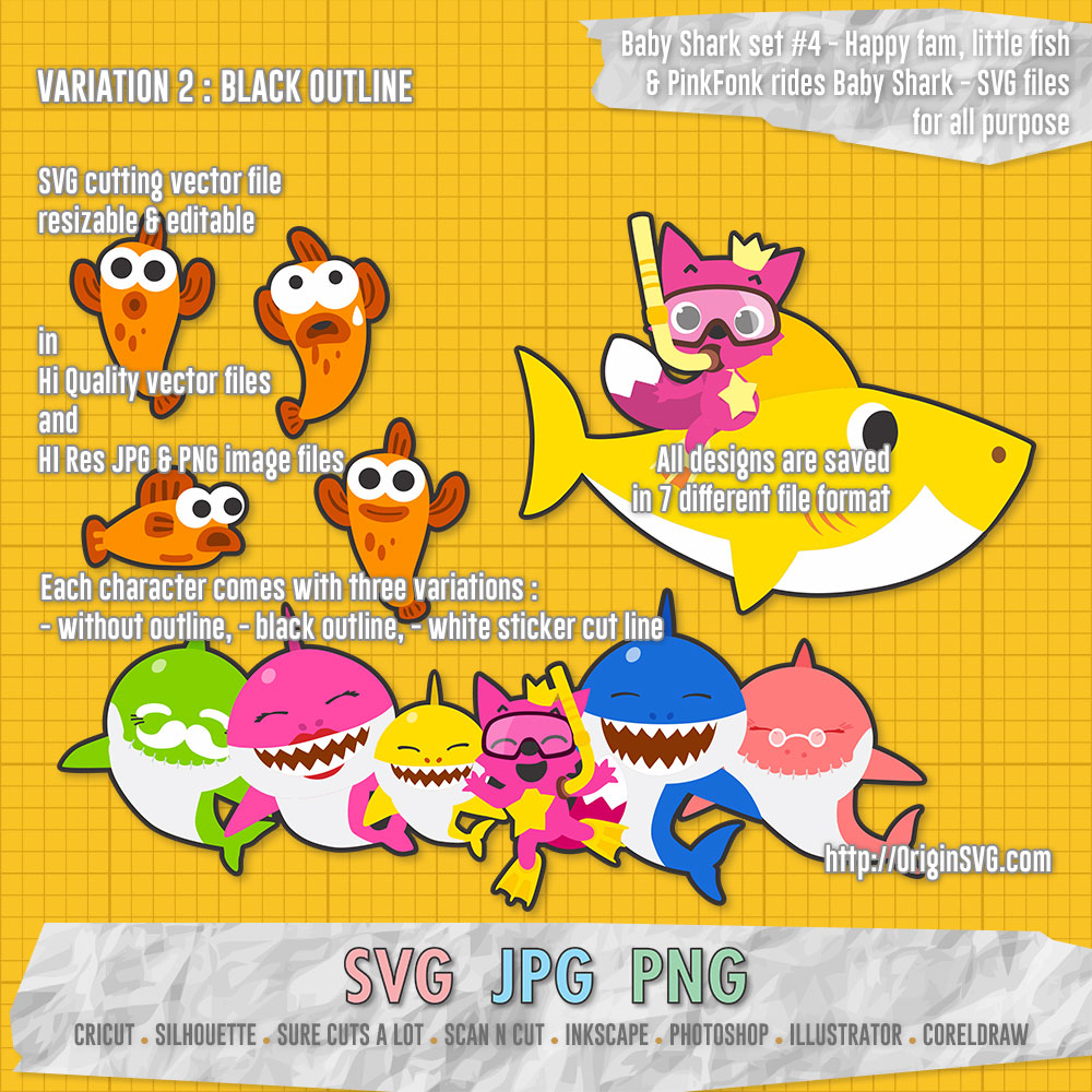 Download Baby Shark Svg Black And White SVG Cut Files