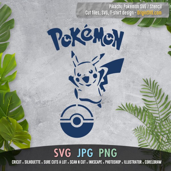 Pikachu with Pokeball and Pokemon Title Logo