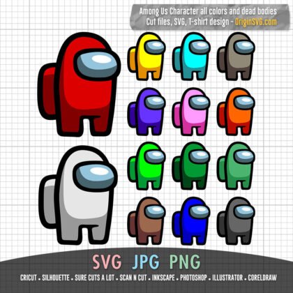 Among Us Character and Dead Body all Colors SVG