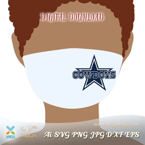Dalas Cowboy SVG cricut for Face Mask Design Template - Image 5