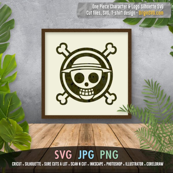 One Piece Character Silhouette Straw Hat Pirate Logo Clipart Bundle 6 in 1 Cut Files Vector Design for all Purpose - Image 2